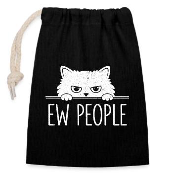 Beurk, les gens, amoureux des chats, humour félin, antisocial. - Sac cadeau en coton avec cordon (14 x 20 cm) - noir - Devant