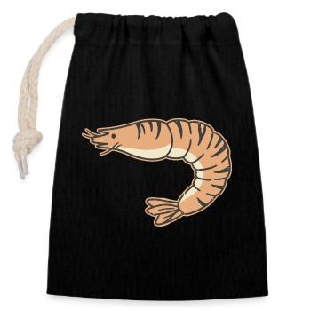 Pastel shrimp cartoon stripe tiger - Closable cotton gift bag (14x20cm) - black - Front