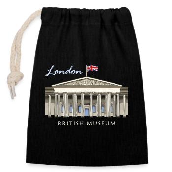 London British Museum, hand-drawn - Closable cotton gift bag (14x20cm) - black - Front