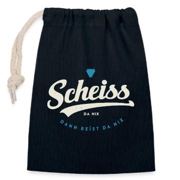 Scheiss da nix - Verschließbarer Geschenkbeutel aus Baumwolle (14x20cm) - Navy - Vorne