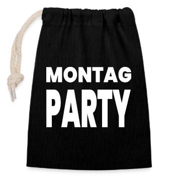 Parti - Sac cadeau en coton avec cordon (14 x 20 cm) - noir - Devant
