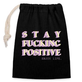 Reste positif, déclaration de faute de frappe - Sac cadeau en coton avec cordon (14 x 20 cm) - noir - Devant