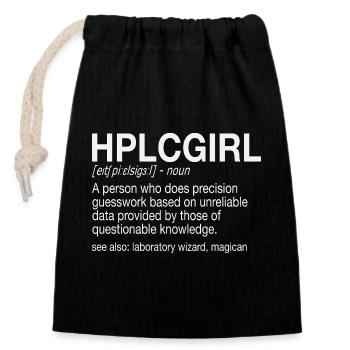 Chromatographie liquide haute performance HPLC Girl - Sac cadeau en coton avec cordon (14 x 20 cm) - noir - Devant