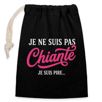 Humour Femme Chiante Râleuse Drôle - Sac cadeau en coton avec cordon (14 x 20 cm) - noir - Devant