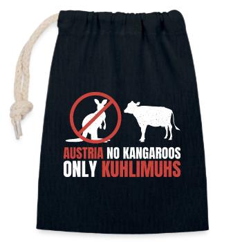 Austria without kangaroos – only cow limuhs - Closable cotton gift bag (14x20cm) - navy - Front