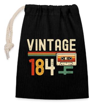 Vintage 84 Rainbow Cassette - Closable cotton gift bag (14x20cm) - black - Front