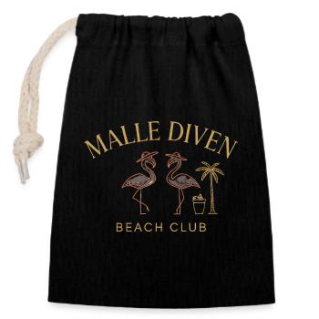 Malle Diven Beach Club Flamingo Mallorca Party - Sac cadeau en coton avec cordon (14 x 20 cm) - noir - Devant
