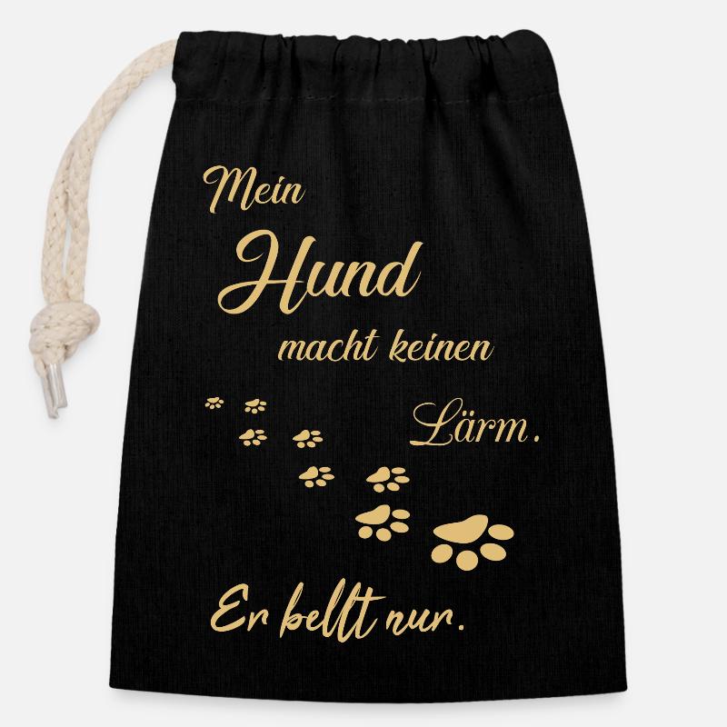 Dogs Dog Talk - Sac cadeau en coton avec cordon (14 x 20 cm) - noir