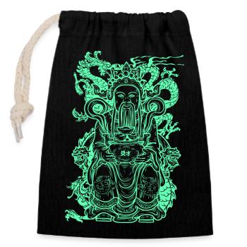 Figure de Bouddha - Sac cadeau en coton avec cordon (14 x 20 cm) - noir - Devant