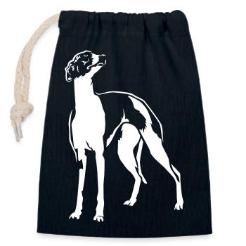 Whippet - Verschließbarer Geschenkbeutel aus Baumwolle (14x20cm) - Navy - Vorne