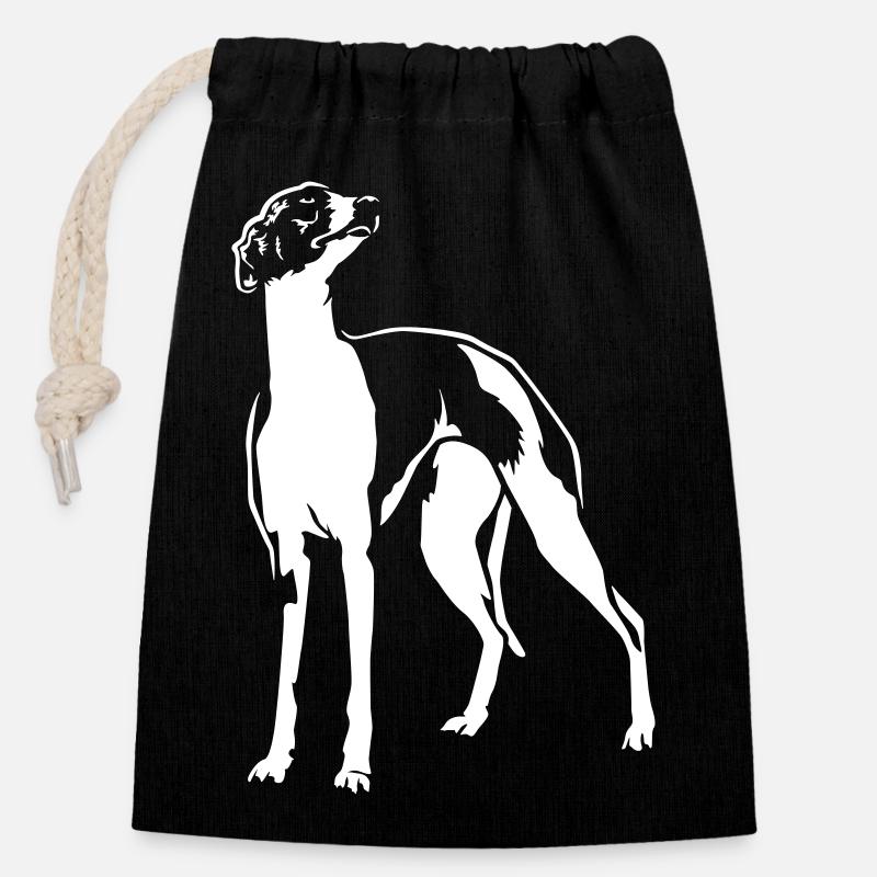 Whippet - Closable cotton gift bag (14x20cm) - black