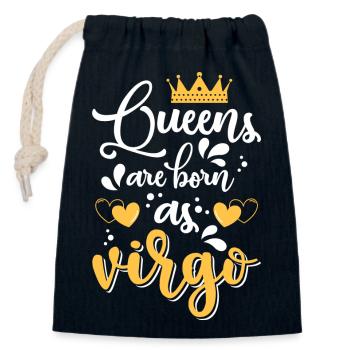 Vierge Astrologie Terre Septembre - Sac cadeau en coton avec cordon (14 x 20 cm) - bleu marine - Devant