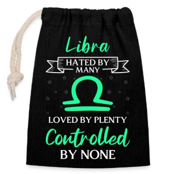 Birthday Zodiac Sign Superstition Star - Closable cotton gift bag (14x20cm) - black - Front