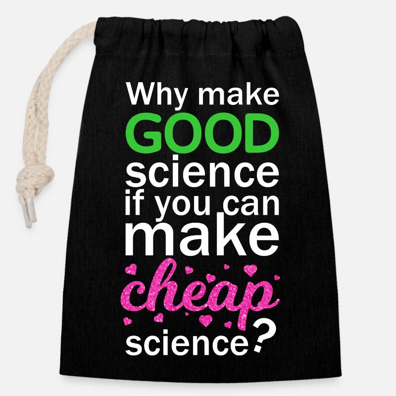 Cheap Science - Verschließbarer Geschenkbeutel aus Baumwolle (14x20cm) - Schwarz