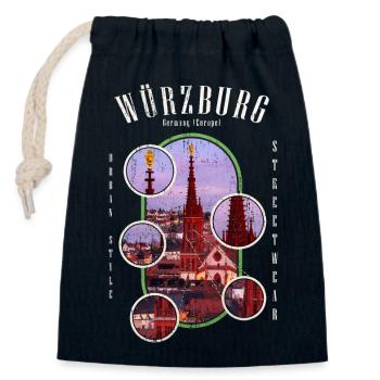 Würzburg Germany City Skyline Home Love - Closable cotton gift bag (14x20cm) - navy - Front