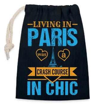 VIVRE À PARIS ÉTAIT UN COURS INTENSIF DANS LE CHIC - Sac cadeau en coton avec cordon (14 x 20 cm) - bleu marine - Devant