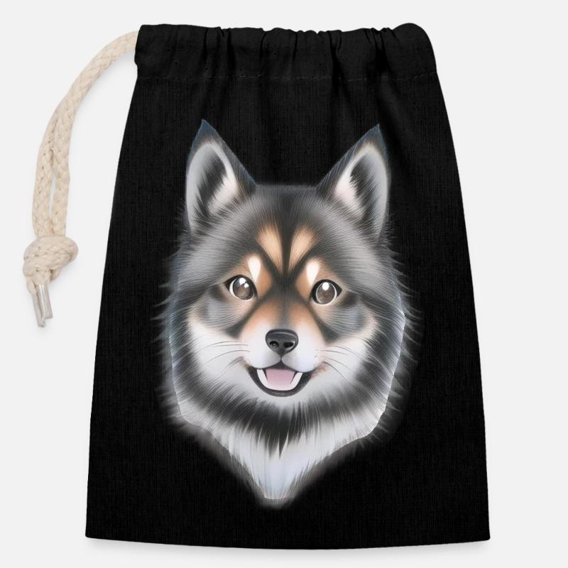 The cute dog - Closable cotton gift bag (14x20cm) - black