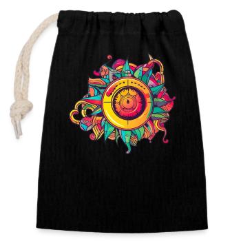 Trippy drawing - Closable cotton gift bag (14x20cm) - black - Front