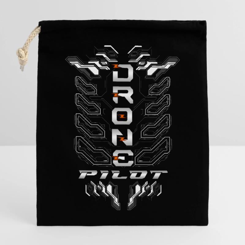 Drone Drones Drone Flight Drone Pilot Sac cadeau en coton avec cordon (14 x 20 cm)