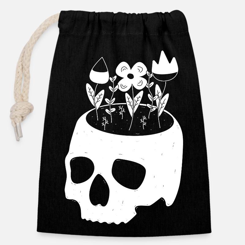 Use your head - Closable cotton gift bag (14x20cm) - black