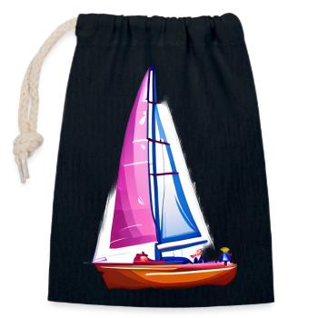 Segelsport Segeln Segelboot Segler Segelschiff - Verschließbarer Geschenkbeutel aus Baumwolle (14x20cm) - Navy - Vorne