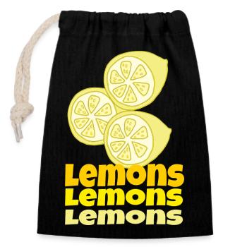 lemons - Closable cotton gift bag (14x20cm) - black - Front