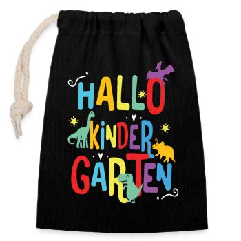lustiges und farbenfrohes Kindergarten T-Shirt - Verschließbarer Geschenkbeutel aus Baumwolle (14x20cm) - Schwarz - Vorne