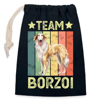 Hund Borzoi - Verschließbarer Geschenkbeutel aus Baumwolle (14x20cm) - Navy - Vorne