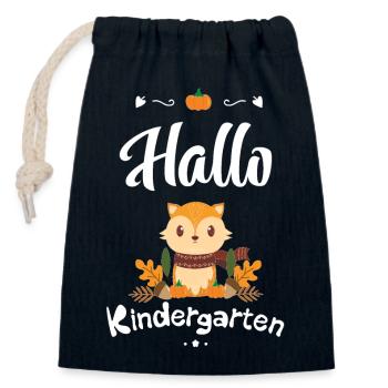 süßes Fuchs Design mit Herbstmotiven - Verschließbarer Geschenkbeutel aus Baumwolle (14x20cm) - Navy - Vorne