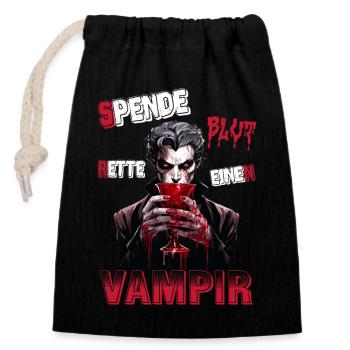 Donner du sang Sauvez une version comique vampire - Sac cadeau en coton avec cordon (14 x 20 cm) - noir - Devant