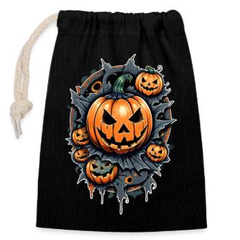 Halloween - Monster und Hexe - Verschließbarer Geschenkbeutel aus Baumwolle (14x20cm) - Schwarz - Vorne