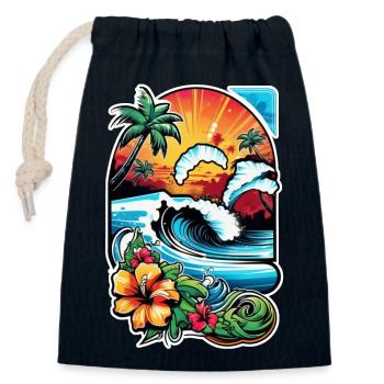 Surfen Strand Palme Sonnenschein Urlaub - Verschließbarer Geschenkbeutel aus Baumwolle (14x20cm) - Navy - Vorne