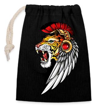 Rugissement sauvage - Sac cadeau en coton avec cordon (14 x 20 cm) - noir - Devant