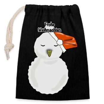 Merry Christmas - Closable cotton gift bag (14x20cm) - black - Front