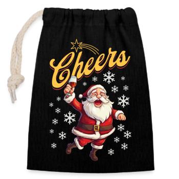 Santa Claus Alcohol Beer Mulled Wine Liquor Cheers - Closable cotton gift bag (14x20cm) - black - Front