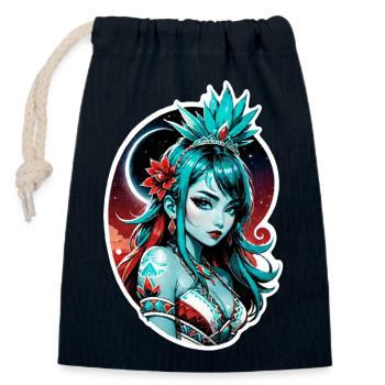 Indische Prinzessin - Aztek - Verschließbarer Geschenkbeutel aus Baumwolle (14x20cm) - Navy - Vorne