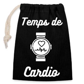 Temps de cardio : Cardio time - Sac cadeau en coton avec cordon (14 x 20 cm) - noir - Devant
