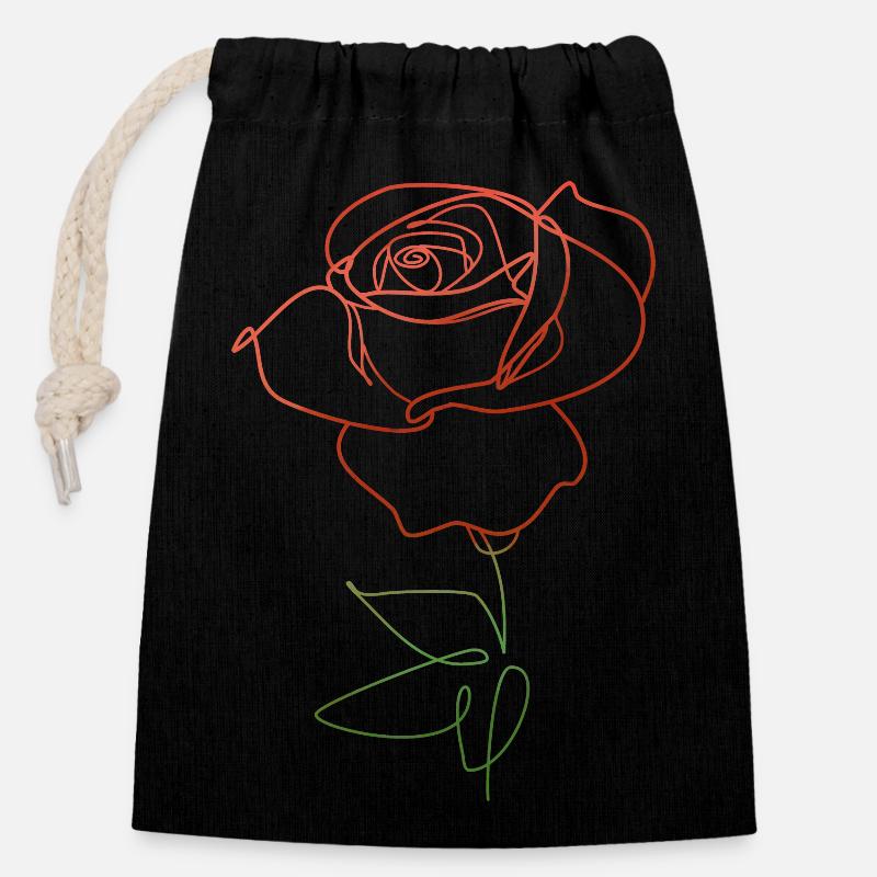 ROSE FLOWER LINER - Closable cotton gift bag (14x20cm) - black