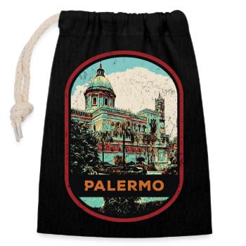 Sizilianische Erkundung: Authentisches Palermo - Verschließbarer Geschenkbeutel aus Baumwolle (14x20cm) - Schwarz - Vorne