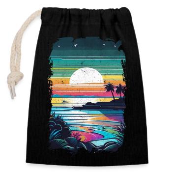 Beach Holidays Sun Sea - Closable cotton gift bag (14x20cm) - black - Front