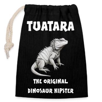 Tuatara Le hipster dinosaure original - Sac cadeau en coton avec cordon (14 x 20 cm) - noir - Devant