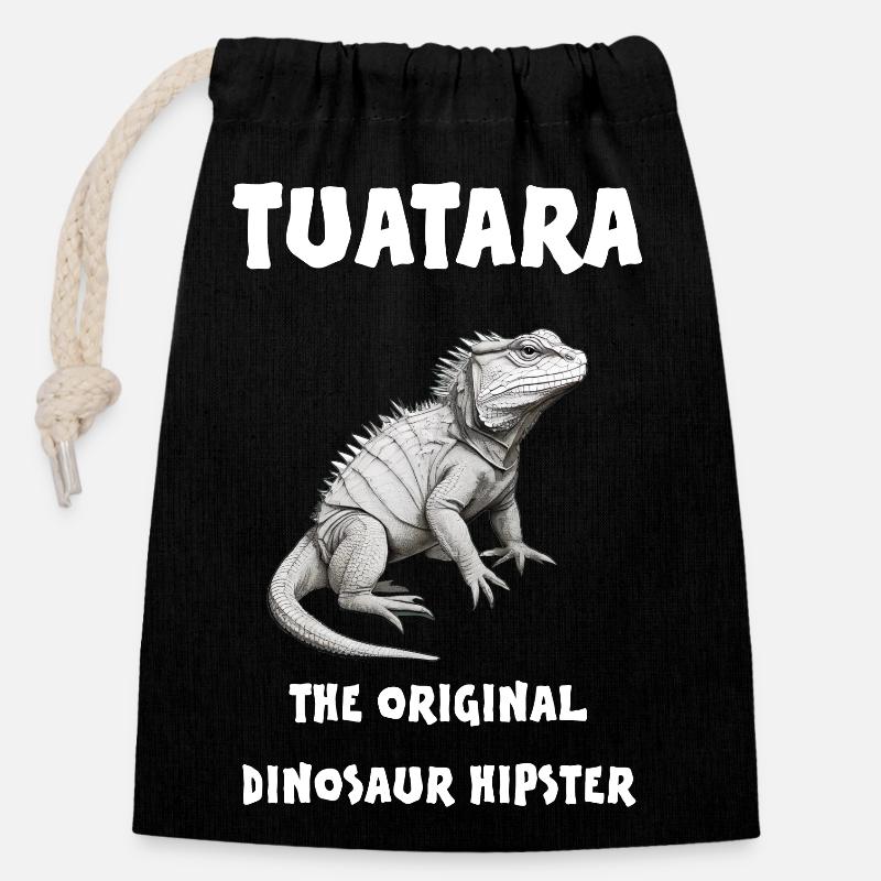 Tuatara The original dinosaur hipster - Closable cotton gift bag (14x20cm) - black