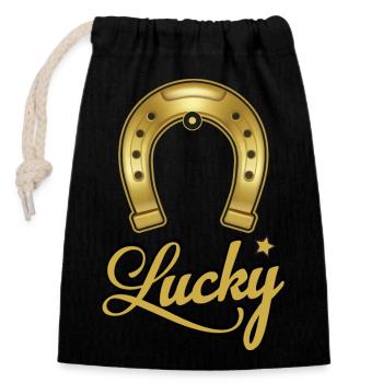Pferde Hufeisen Horseshoe - Lucky Star - Closable cotton gift bag (14x20cm) - black - Front