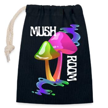Festival des champignons Goa Rave - Sac cadeau en coton avec cordon (14 x 20 cm) - bleu marine - Devant