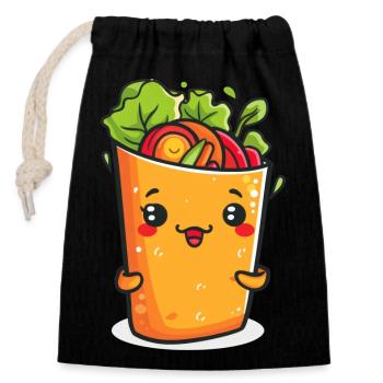 Funny Burrito Cartoon - Closable cotton gift bag (14x20cm) - black - Front