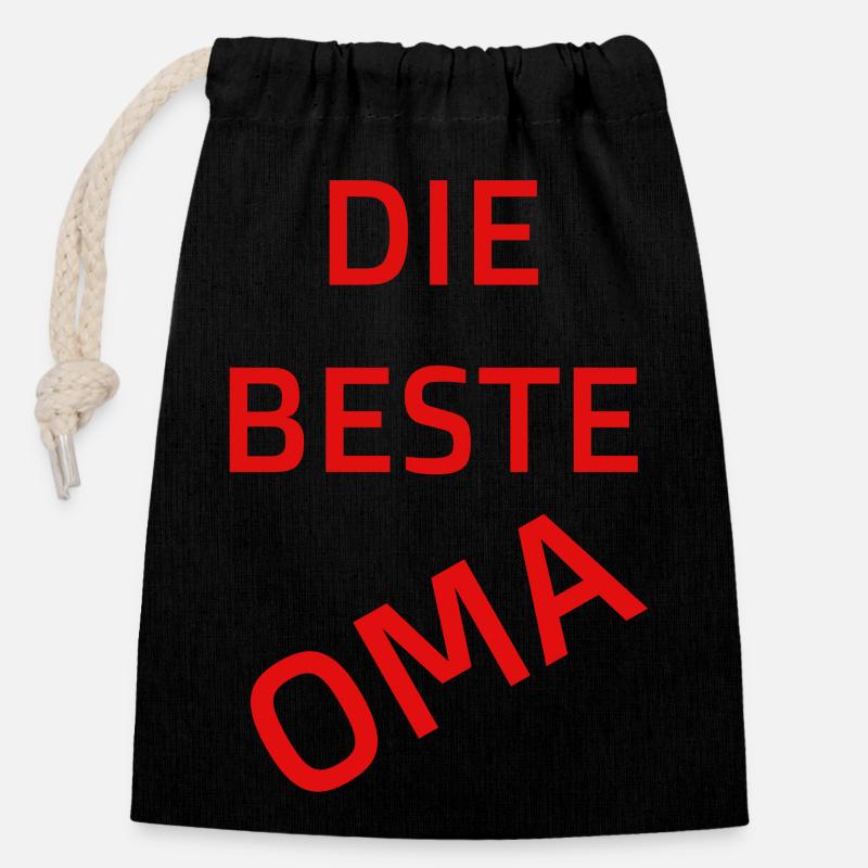 Die beste Oma - Verschließbarer Geschenkbeutel aus Baumwolle (14x20cm) - Schwarz