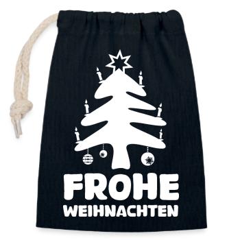 Merry Christmas Christmas Tree Cartoon Symbol Logo - Closable cotton gift bag (14x20cm) - navy - Front