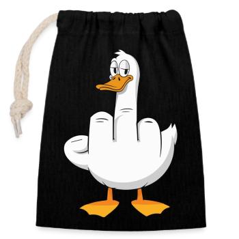 Canard du majeur Canard effronté avec humour - Sac cadeau en coton avec cordon (14 x 20 cm) - noir - Devant