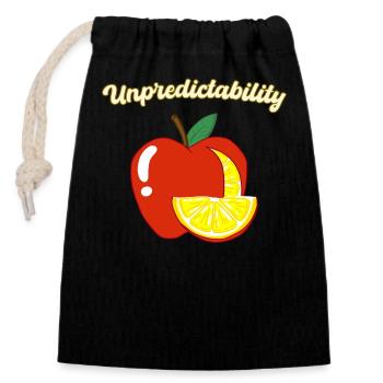 Unvorhersehbarkeit Apfel Zitrone Motivierendes Design - Verschließbarer Geschenkbeutel aus Baumwolle (14x20cm) - Schwarz - Vorne
