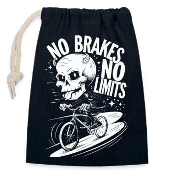 No Brakes No Limits Skull Bike - Closable cotton gift bag (14x20cm) - navy - Front